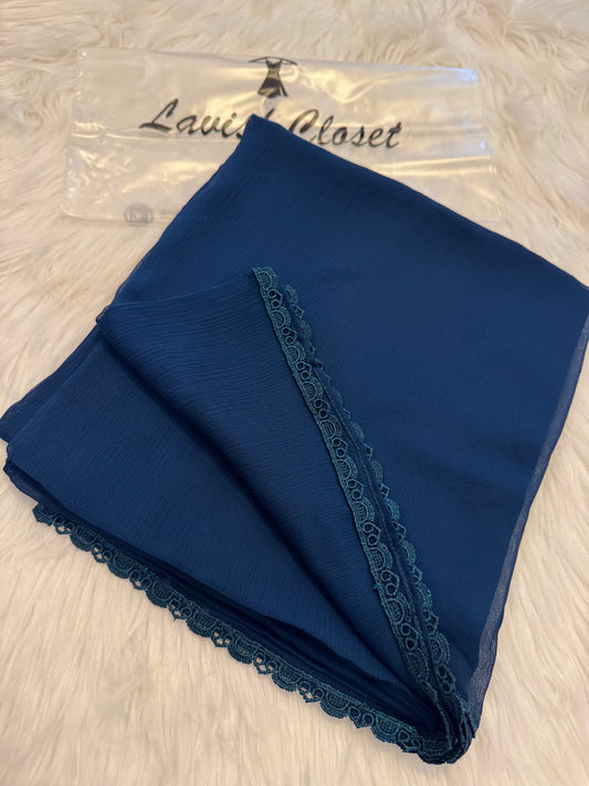 Zinc Blue Chiffon Dupattas With Lace