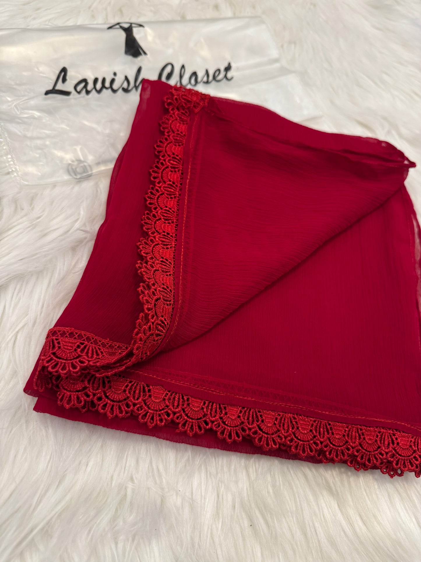 Magneta Chiffon Dupatta With Lace