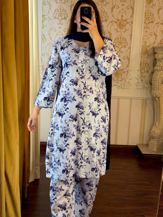 2 Piece Light Khaddar Suit-Printed (Pret)