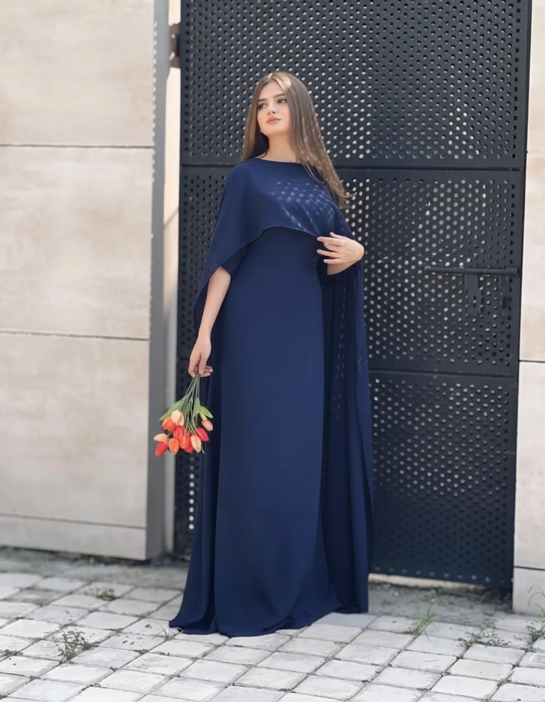 Cap Shawl with long body fitted Maxi