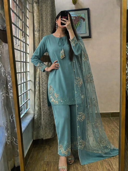 3 Piece Embroidered dress