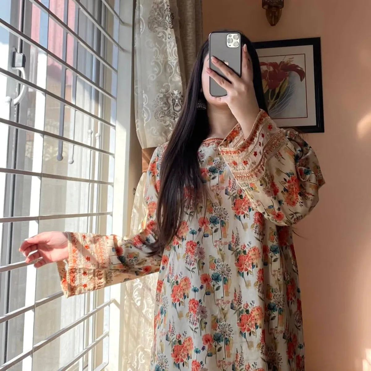 2 piece Embroidered dress