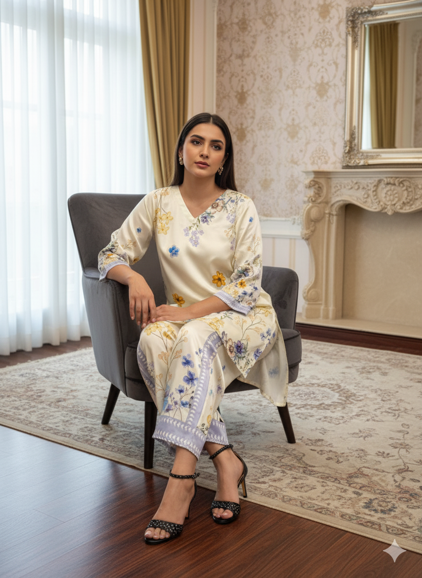 2 Piece Printed Silk co-ords set