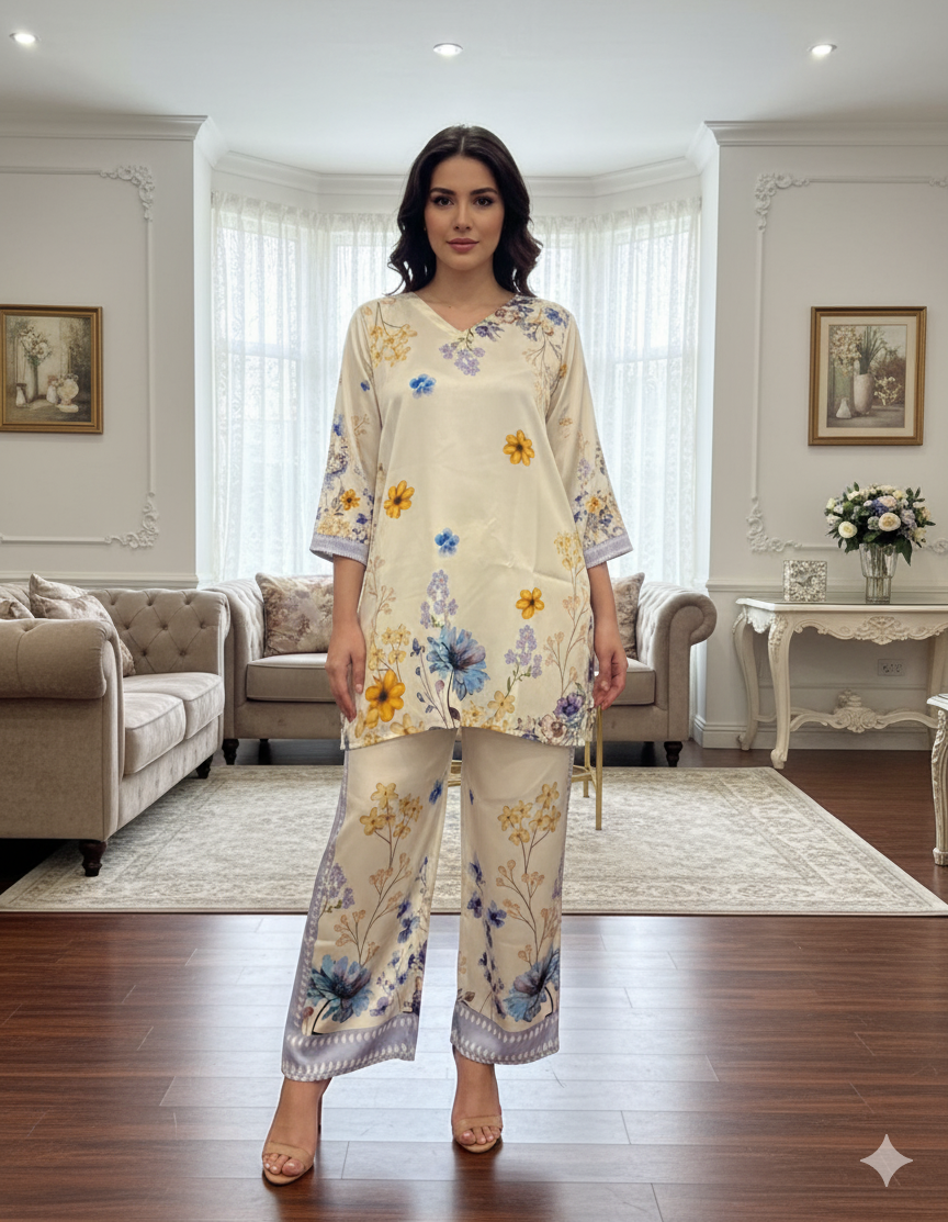 2 Piece Printed Silk co-ords set