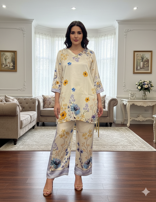 2 Piece Printed Silk co-ords set