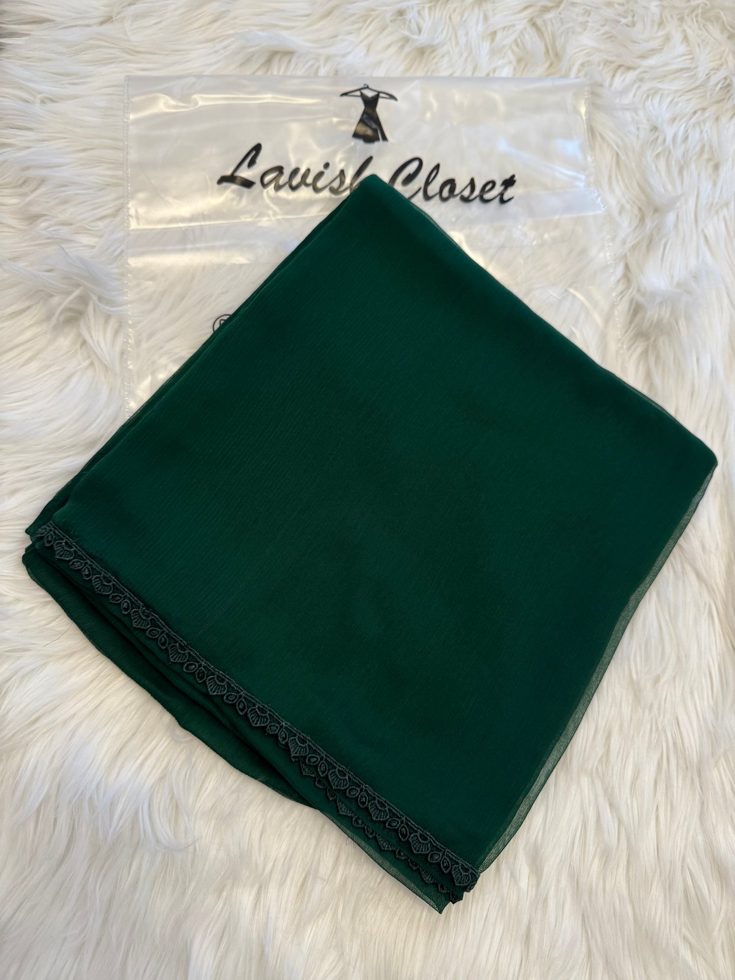 Green Chiffon Dupatta With Lace