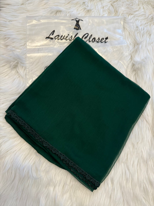 Green Chiffon Dupatta With Lace