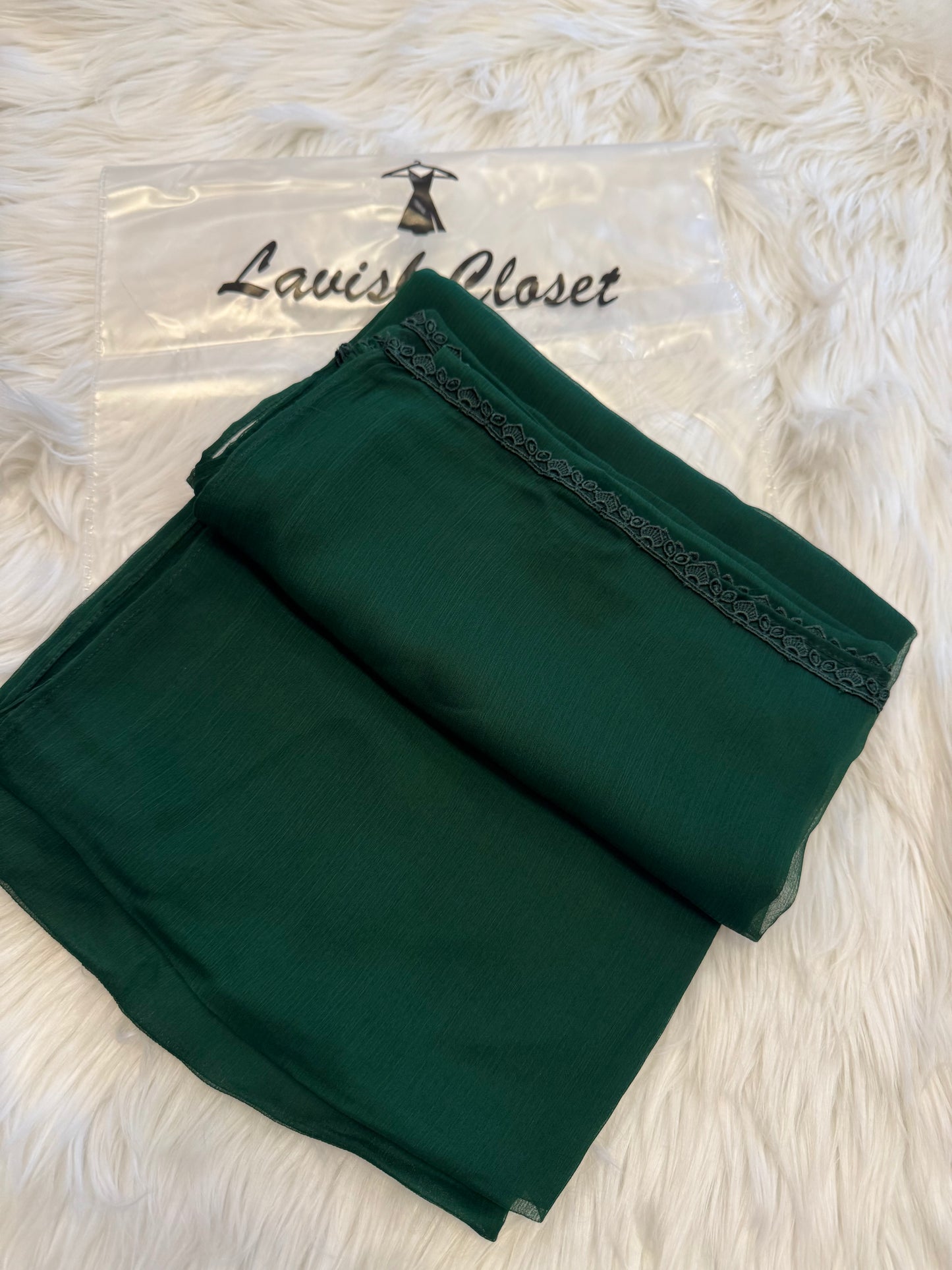 Green Chiffon Dupatta With Lace