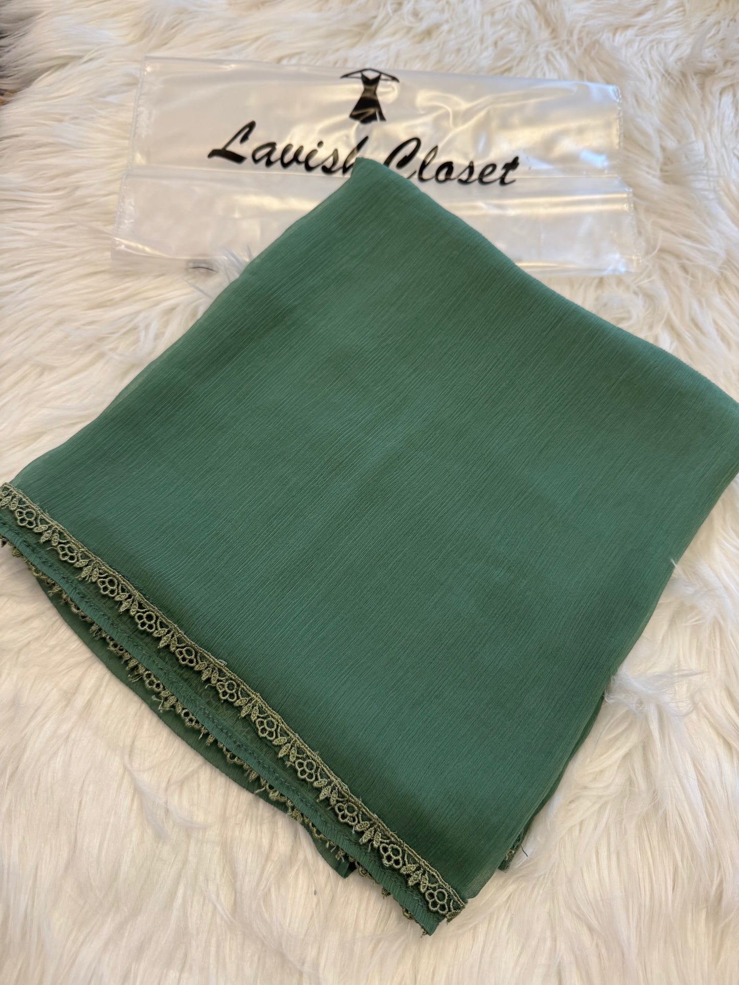 Sea Green Chiffon Dupatta With Lace