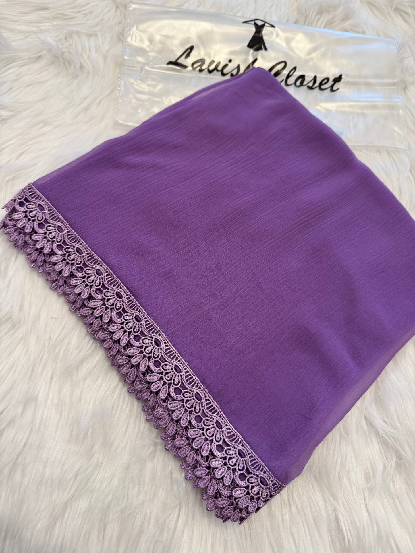 Lilac Chiffon Dupattas With Lace