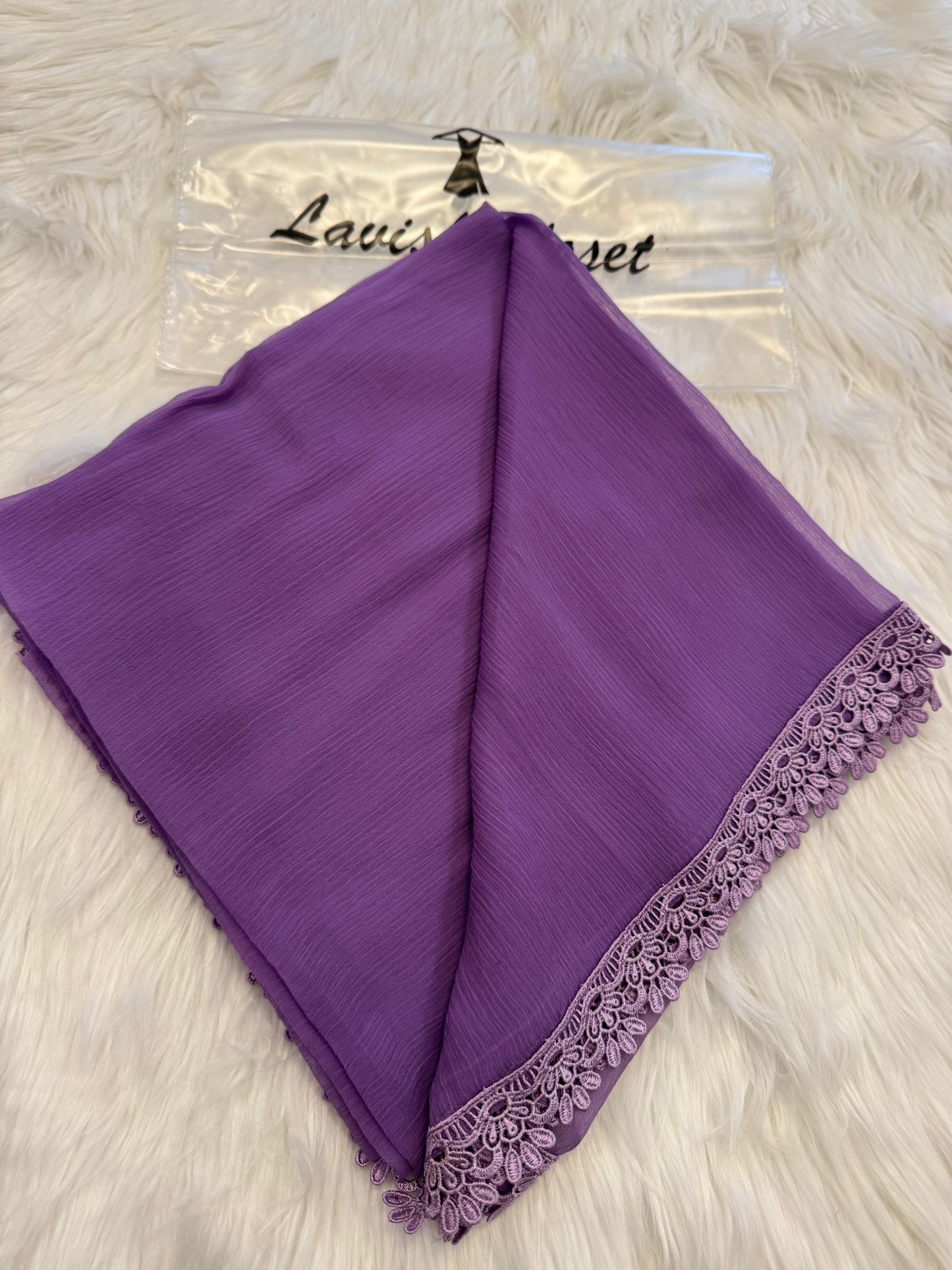 Lilac Chiffon Dupattas With Lace