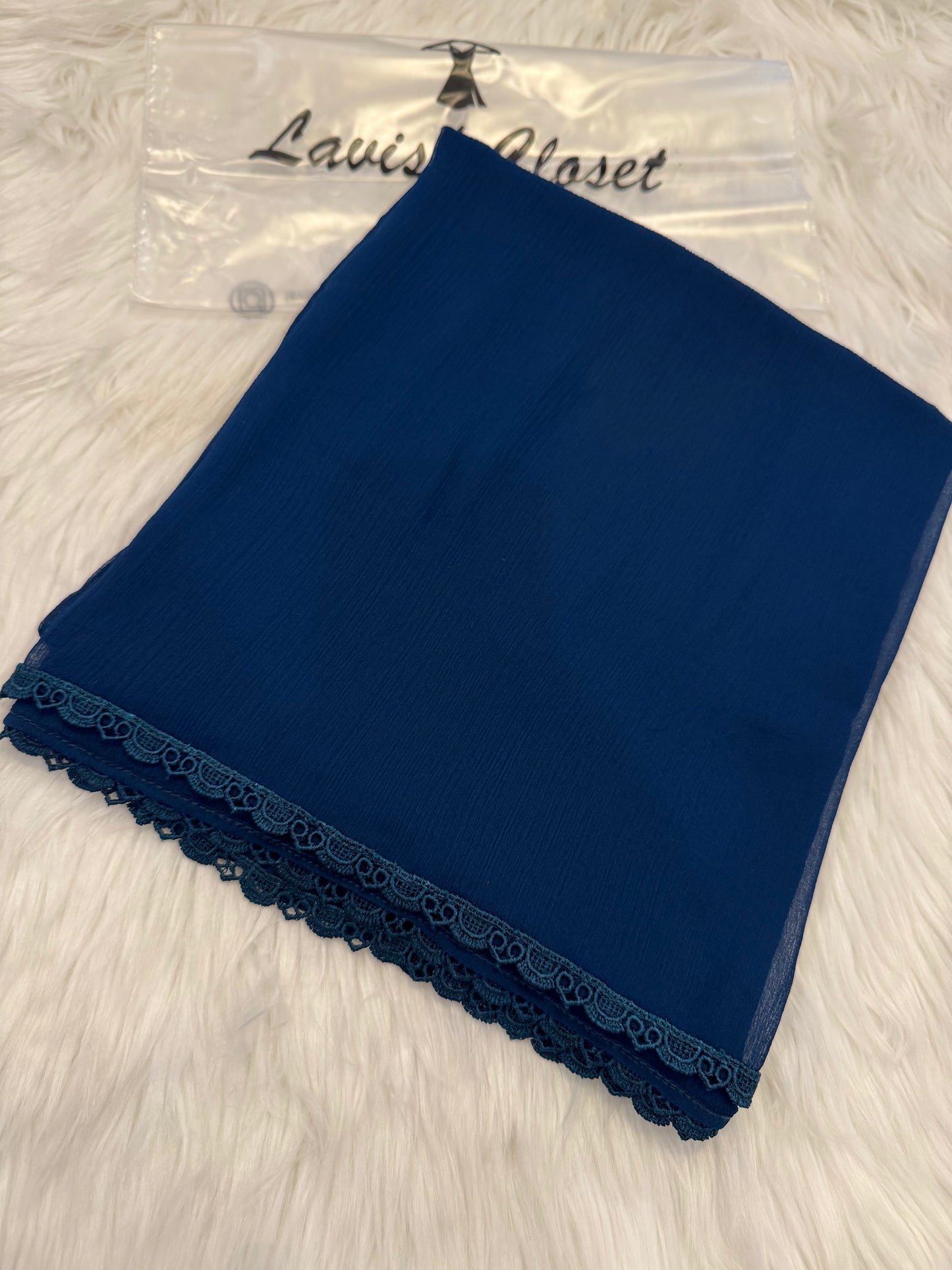 Zinc Blue Chiffon Dupattas With Lace