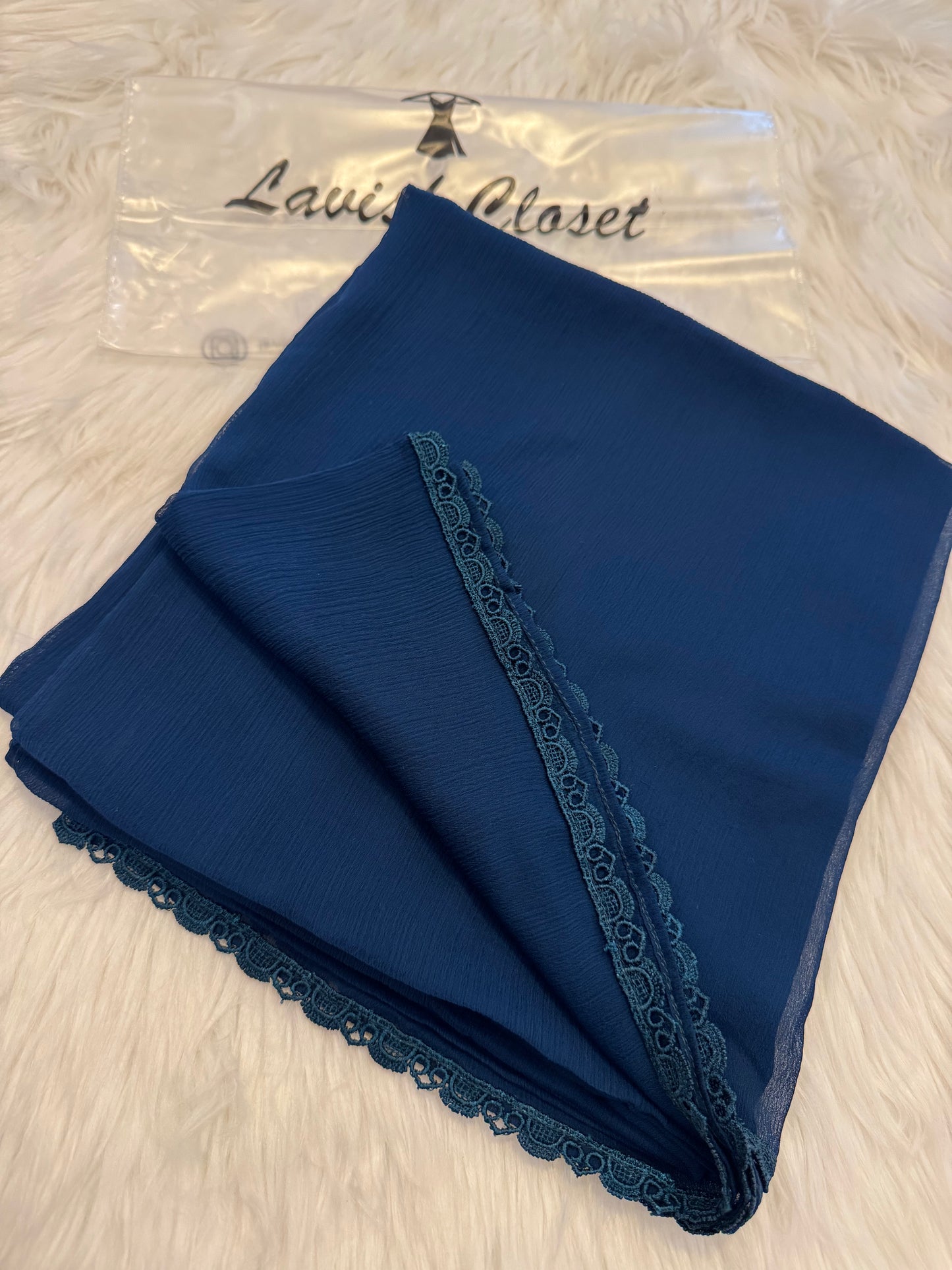 Zinc Blue Chiffon Dupattas With Lace