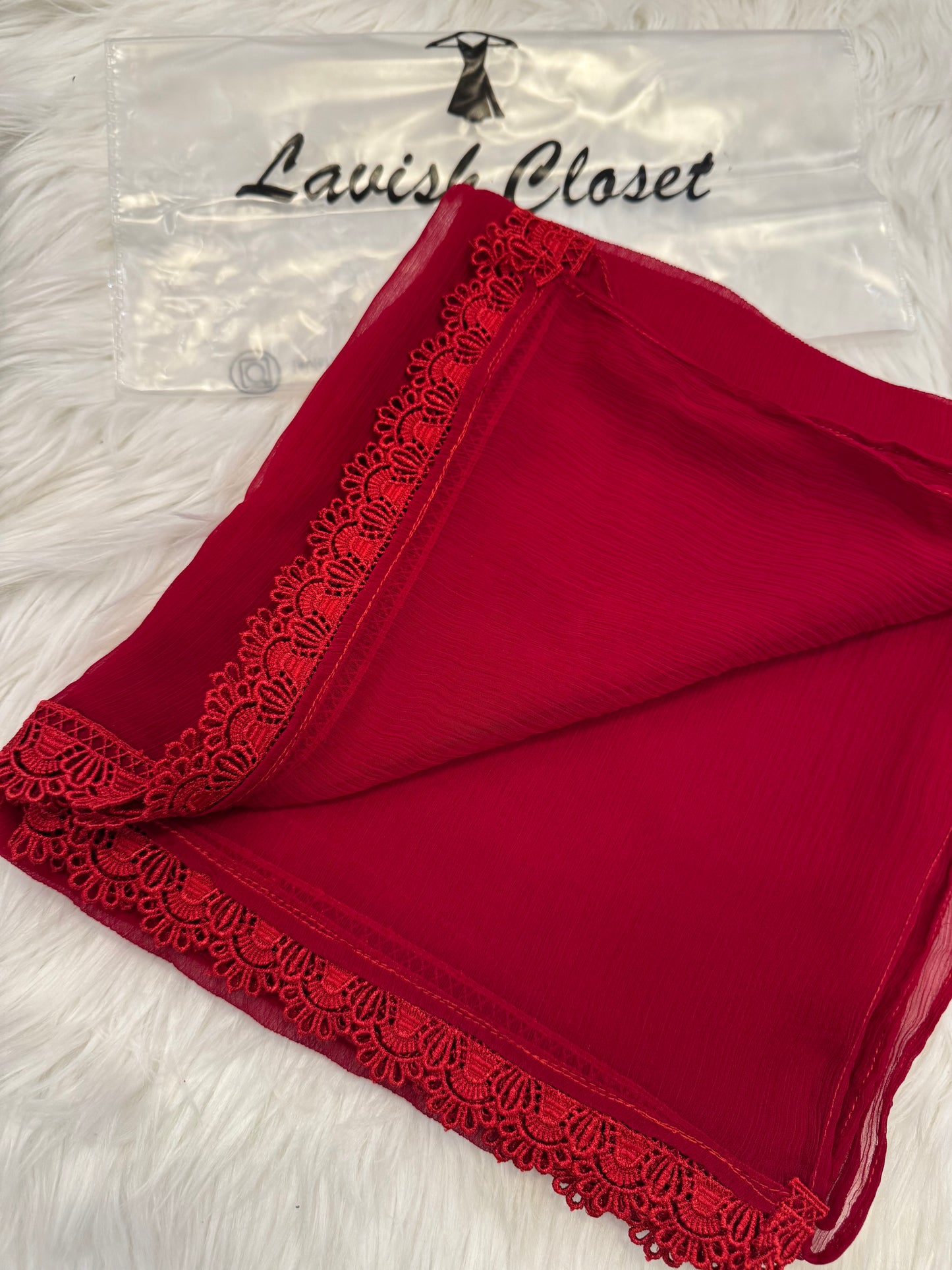 Magneta Chiffon Dupatta With Lace