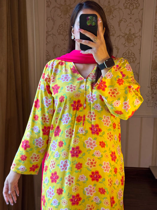 2 Piece Premium Linen Suit-Printed (Pret)