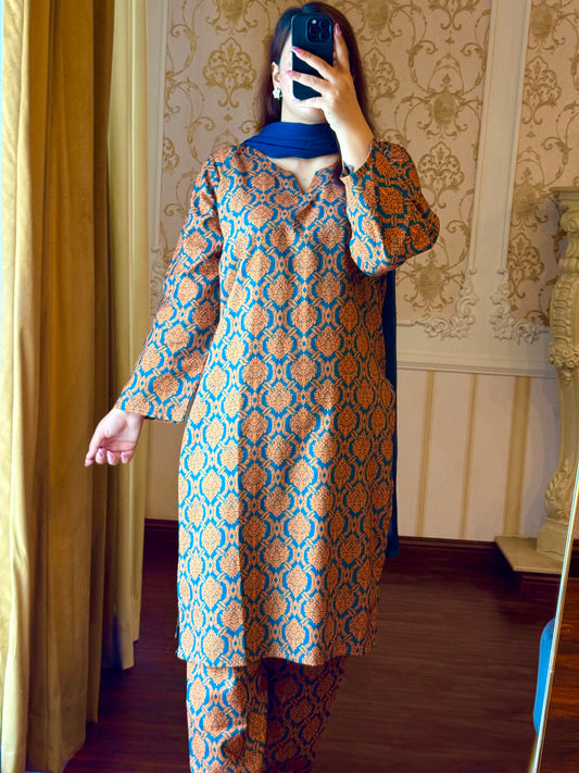 2 Piece Light Khaddar Suit-Printed (Pret)