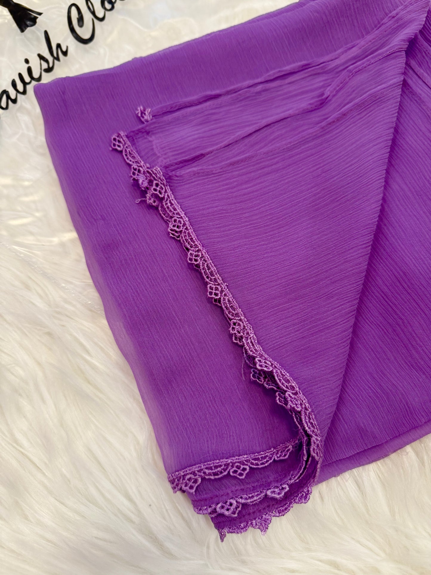 Lilac Chiffon Dupatta With Lace