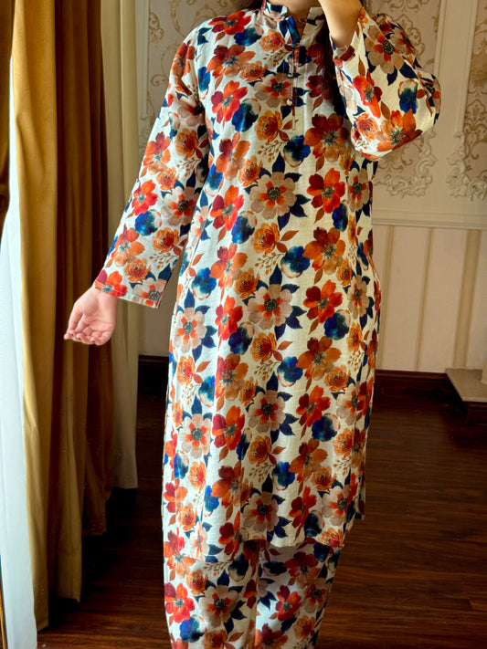 2 Piece Light Khaddar Suit-Printed (Pret)