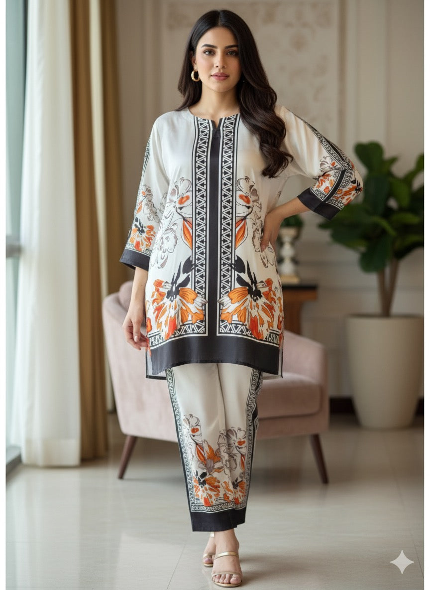 2 Piece Printed Silk co-ords set