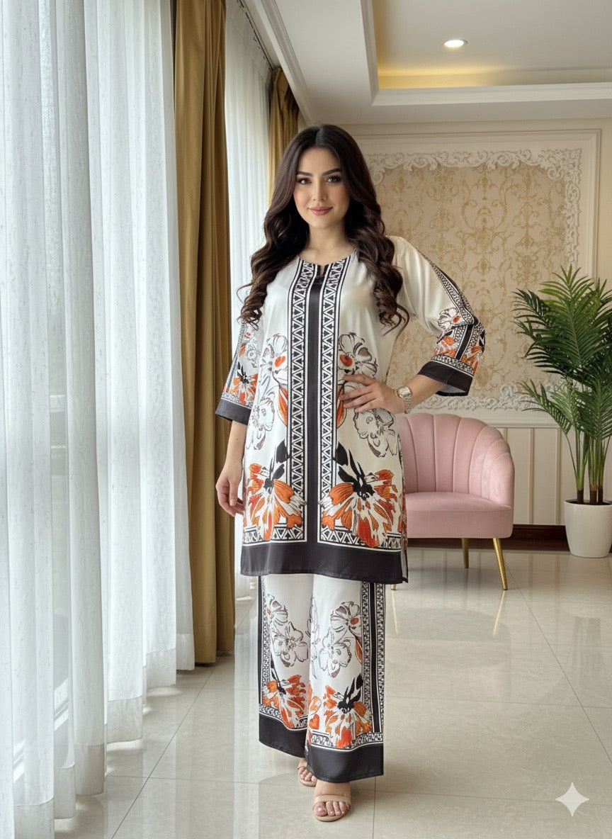 2 Piece Printed Silk co-ords set