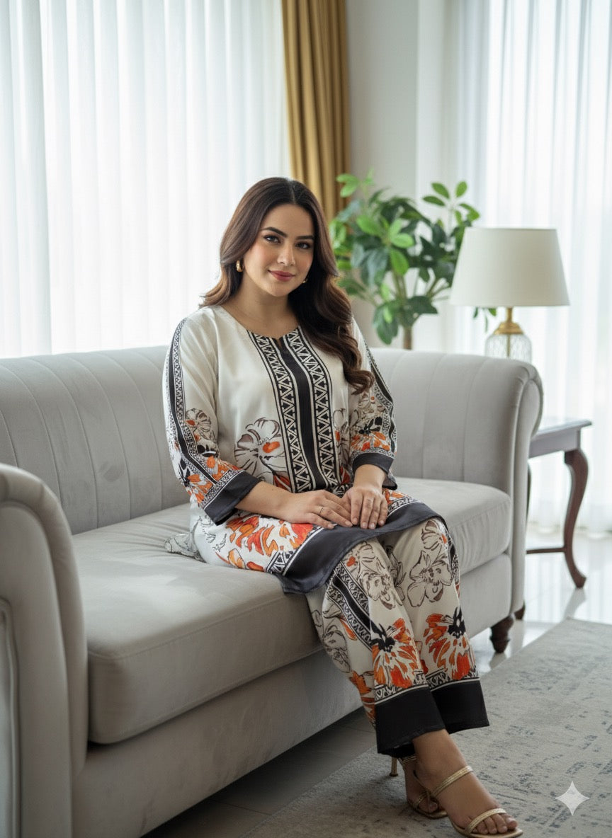 2 Piece Printed Silk co-ords set