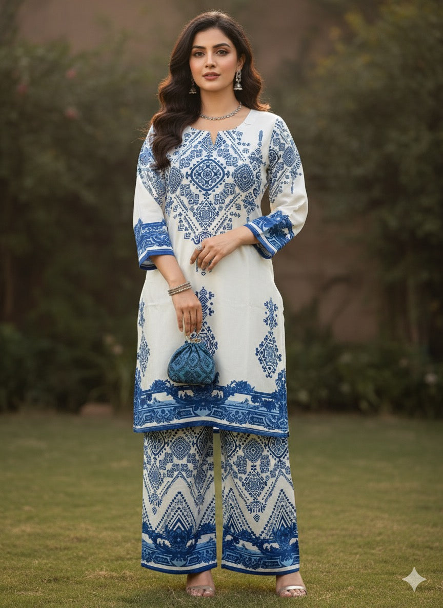 2 Piece Printed Silk co-ords set