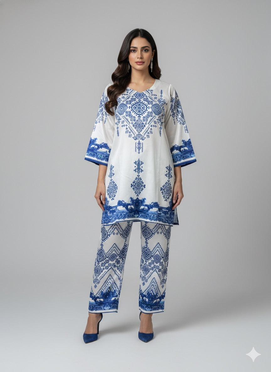 2 Piece Printed Silk co-ords set